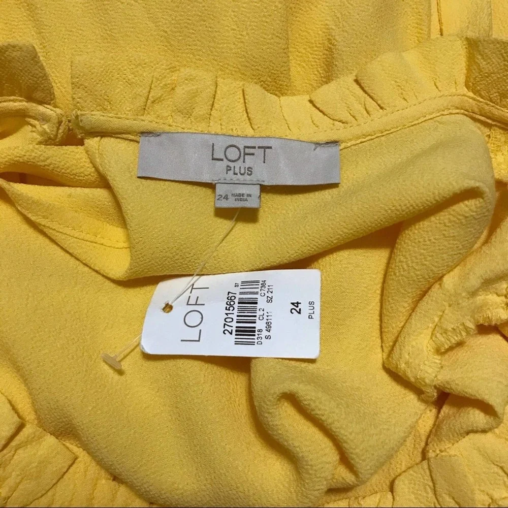 Loft Plus Size NWT Yellow Floral Ruffle Dress Women Various - Picture 9 of 14